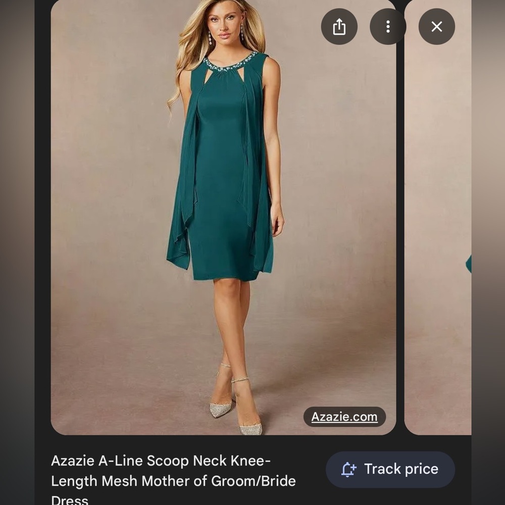 Azazie Viviana mother of the bride dress
Color: Peacock
Sizing info on tag